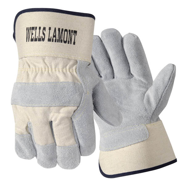 Wells Lamont Y3014 Kevlar Sewn Leather Palm Gloves with Safety Cuffs and Canvas Backs